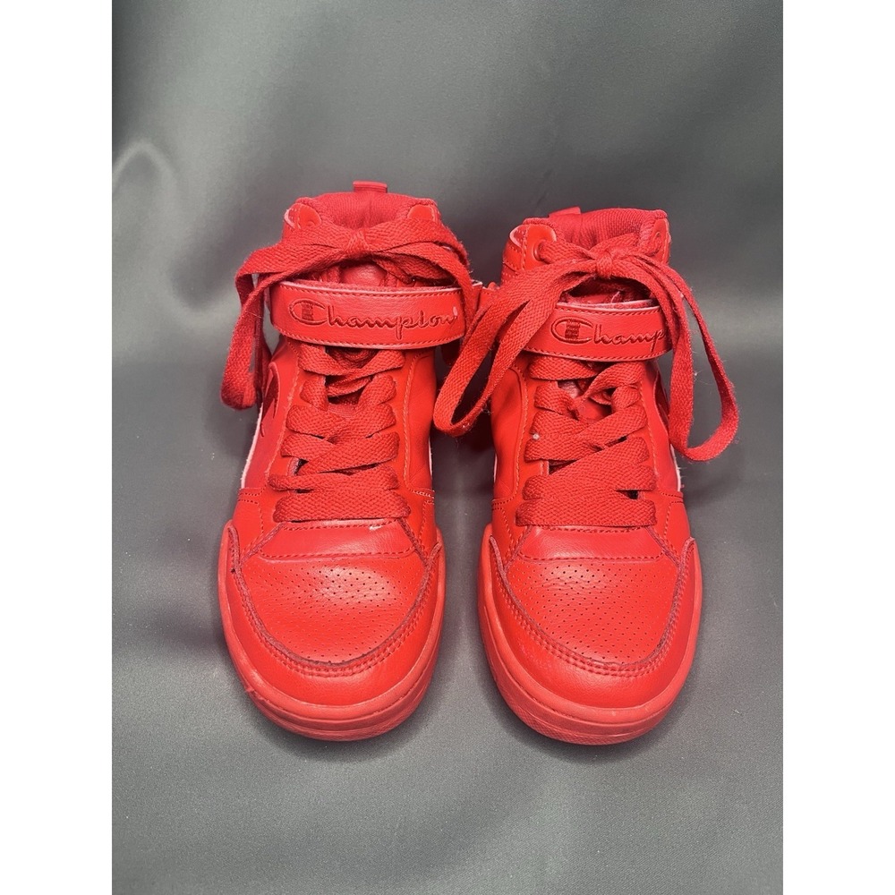 Champion Arena Power Hi Boys' Size 2p Red Leather‎ High Top Sneakers.